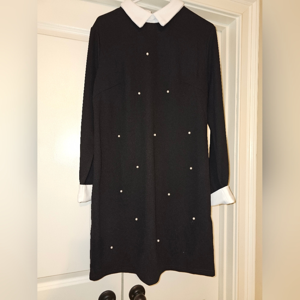 Shein Xl Black Polyester,Elastane Shift Dress Wit… - image 1